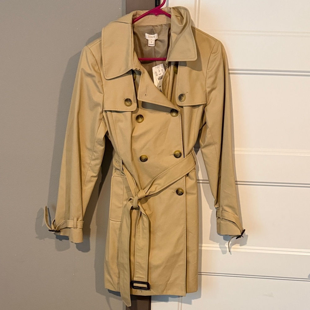J. Crew Factory Khaki Double-Breasted Trench Coat with Belt